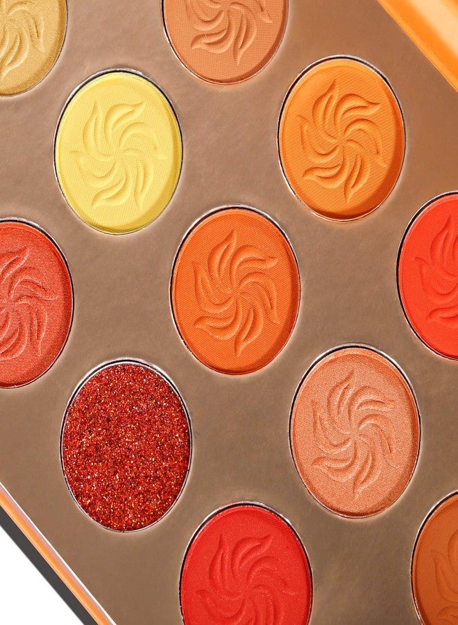 Afflano Red Orange Eyeshadow Palette Sunset 15 Color, Highly Pigmented Glam Fall Eye Shadow Makeup Palettes, Nudetude Brown Yellow Gold Orange Matte Glitter Shimmer Warm Eyeshadow Pallet - Image 4